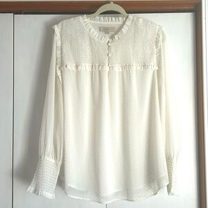 Loft Women’s Size XL white polka dot top